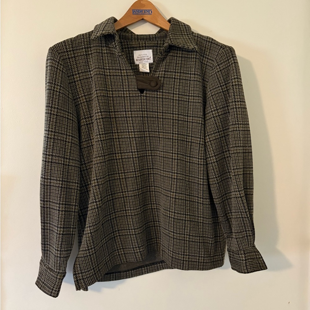 Vintage 1980s brownstone studio Plaid Shirt knit collared